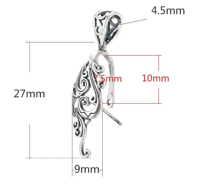 Bird Peacock Buckle Clip Pendant Setting Sterling Silver Gold Fine 925 7.5x10mm For One Stone Gemstone No Prongs DIY Jewelry Wholesale