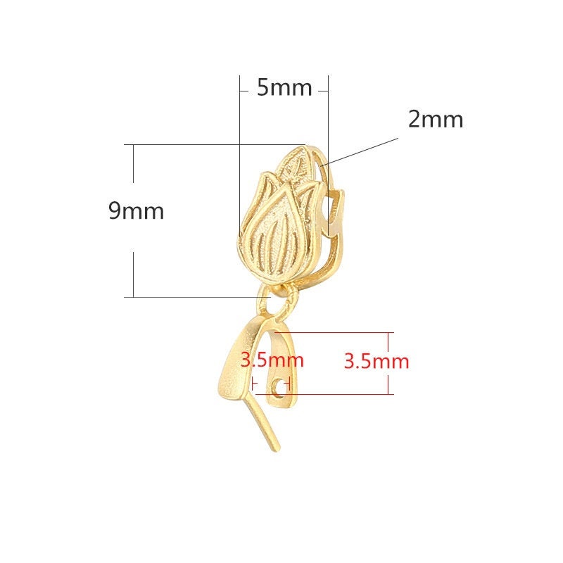 Tulip Flower Buckle Clip Pendant Setting Wholesale Sterling Silver Rose Gold Fine 925 3.5x3.5mm For One Stone Gemstone No Prongs DIY Jewelry