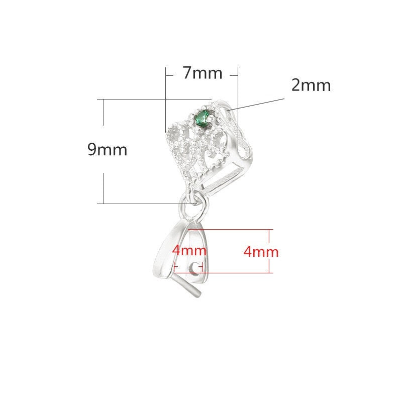 Crystals Flower Buckle Clip Pendant Setting Sterling Silver Rose Gold Fine 925 4x4mm For One Stone Gemstone No Prongs DIY Jewelry Wholesale