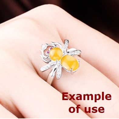 Ring Blank Setting 1pc Sterling Silver 925 Crystals Flower Round Base White Gold Fine 8x8mm For One Stone Adjustable Four Prongs Wholesale