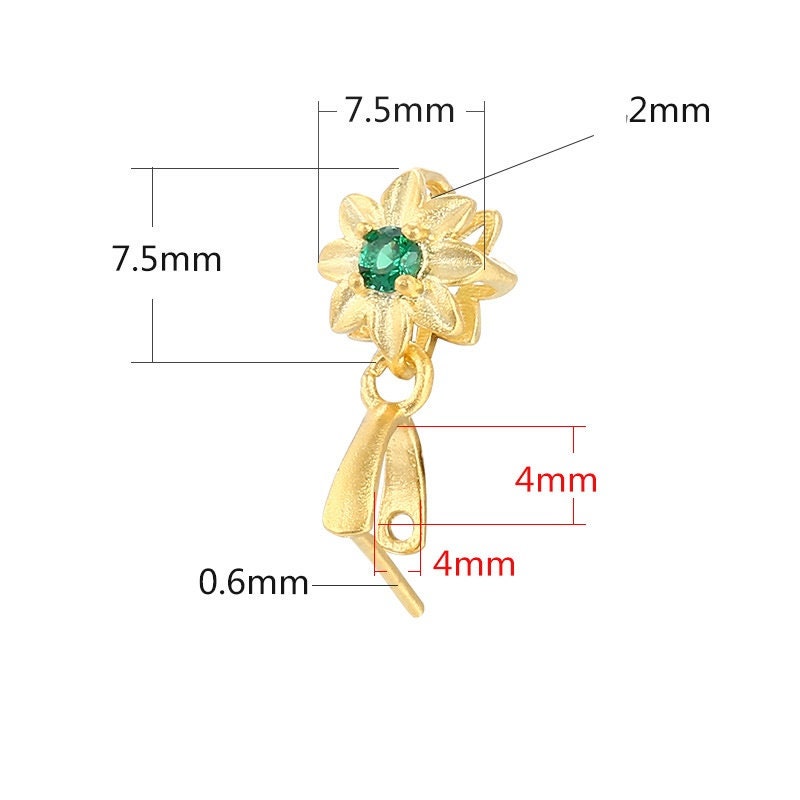 Green Crystal Flower Buckle Clip Pendant Setting Wholesale Sterling Silver Rose Gold Fine 925 4x4 mm For One Stone No Prongs DIY Jewelry