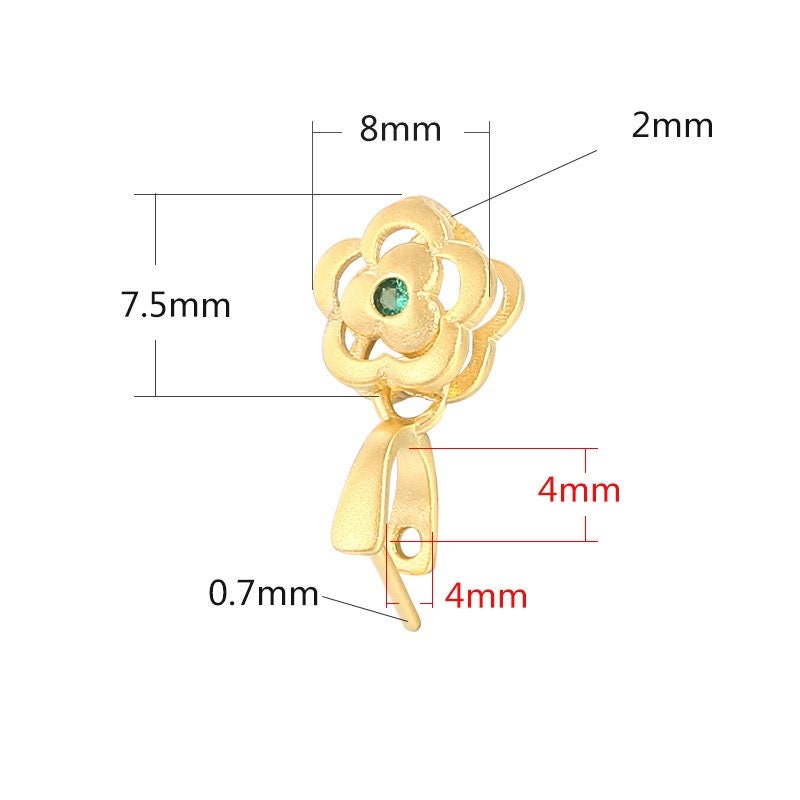 Green Crystal Flower Buckle Clip Pendant Setting Wholesale Sterling Silver Rose Gold Fine 925 4x4 mm For One Stone No Prongs DIY Jewelry