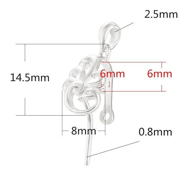 Bird Peacock Buckle Clip Pendant Setting Sterling Silver Rose Gold Fine 925 6x6mm For One Stone Gemstone No Prongs DIY Jewelry Wholesale