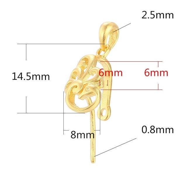 Bird Peacock Buckle Clip Pendant Setting Sterling Silver Rose Gold Fine 925 6x6mm For One Stone Gemstone No Prongs DIY Jewelry Wholesale