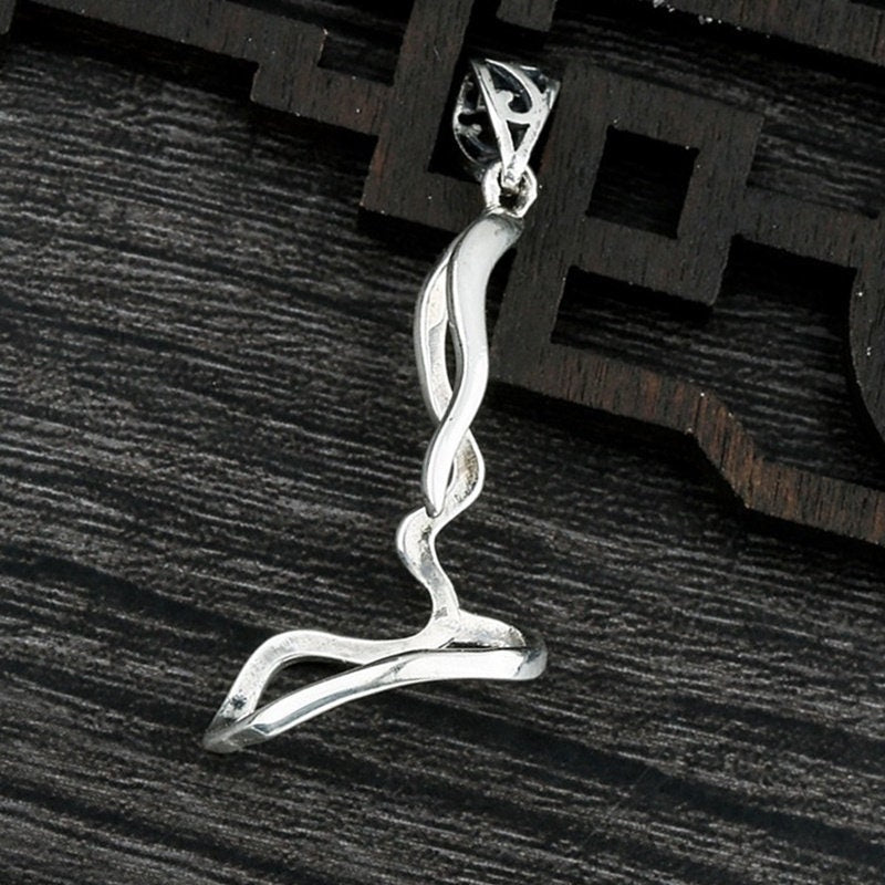 Freeform Wrap Pendant Setting 925 Sterling Silver Antique White Gold Wave Holder 13x32mm One Stone Gemstone Adjustable DIY Jewelry Wholesale