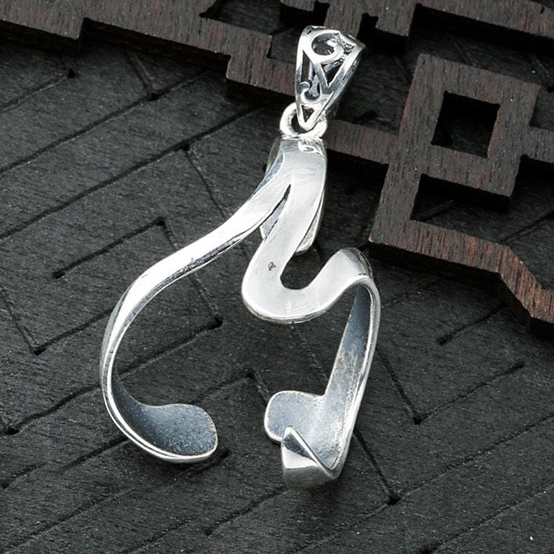 Freeform Wrap Pendant Setting 925 Sterling Silver White Gold Wave Holder 22x34mm For One Stone Gemstone Adjustable DIY Jewelry Wholesale