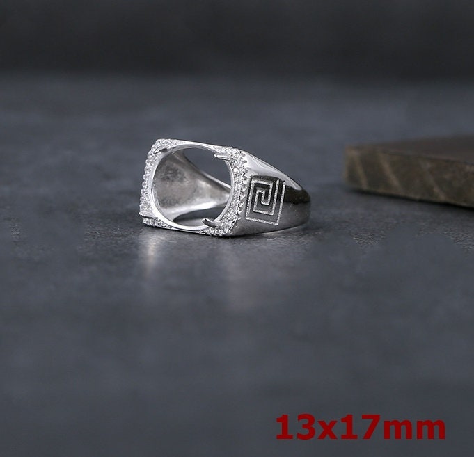 Ring Blank Setting 1pc Sterling Silver 925 Crystals Oval White Gold Fine 13x17mm For One Stone Gemstone Adjustable Four Prongs Wholesale