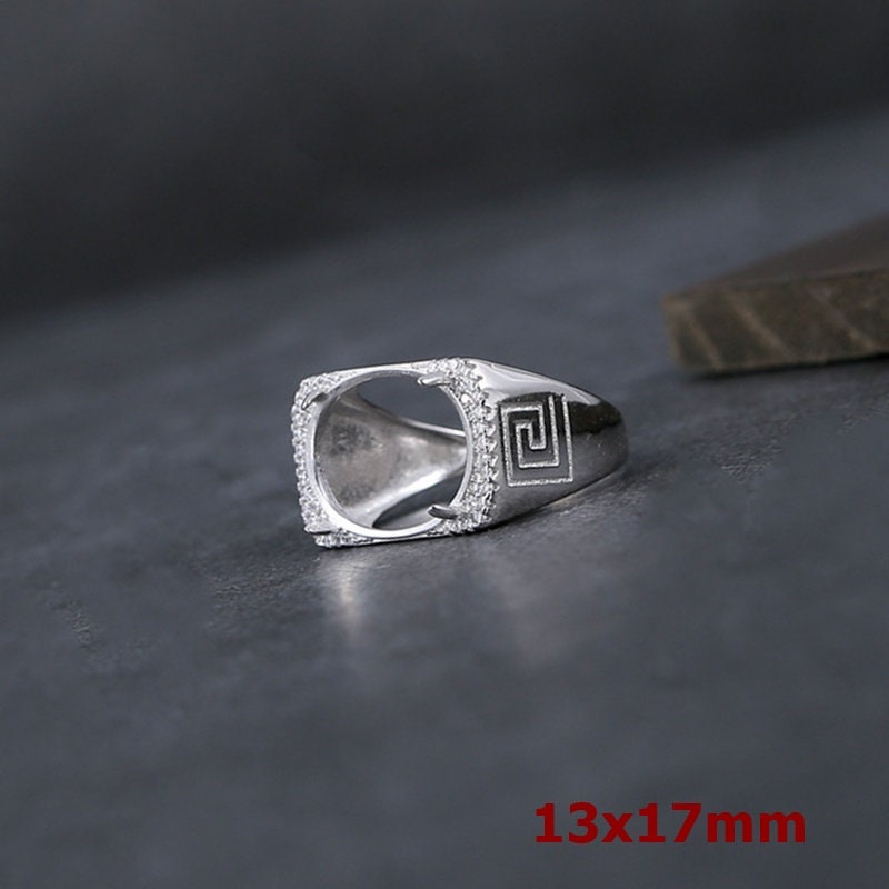 Ring Blank Setting 1pc Sterling Silver 925 Crystals Oval White Gold Fine 13x17mm For One Stone Gemstone Adjustable Four Prongs Wholesale