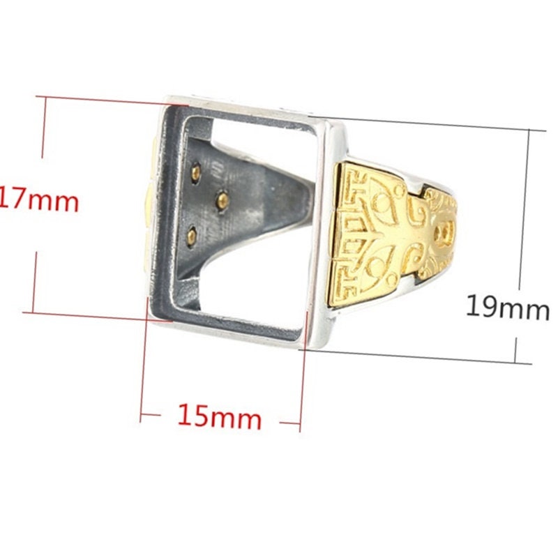 Ring Blank Setting 1pc Sterling Silver 925 Vintage Rectangle 18k Gold Vermeil Adjustable Fine 15x17mm One Stone Gemstone No Prongs DIY