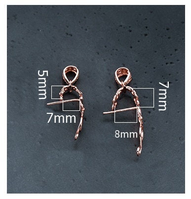 Vintage Flowers Buckle Clip Pendant Setting Sterling Silver Rose Gold Fine 925 5x7mm 7x8mm For One Stone No Prongs DIY Jewelry Wholesale