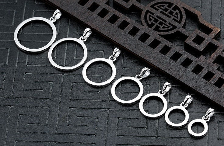 Retro Simple Round Circle Pendant Setting Tray Bezel 925 Sterling Silver Fine 8-20 mm For One Stone Cabochon No Prongs DIY Jewelry Wholesale