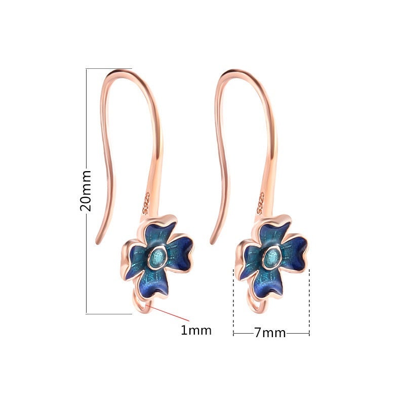 Flower Clip Earrings Hook Setting Wholesale Sterling Silver Rose Gold Fine 925 7x20 mm For One Stone Gemstone Pearl No Prongs DIY Jewelry