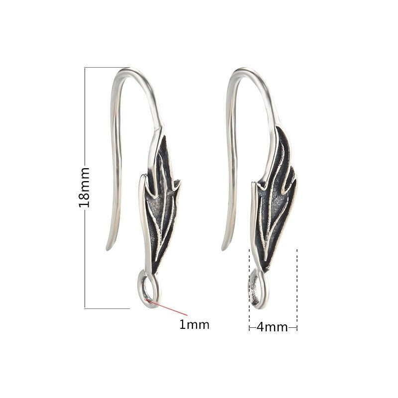 Leaf Clip Earrings Hook Setting Base Sterling Silver Rose Gold Fine 925 4x18 mm For One Stone Gemstone Pearl No Prongs DIY Jewelry Wholesale