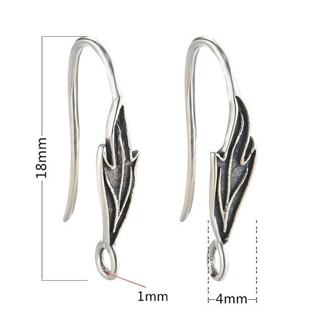 Leaf Clip Earrings Hook Setting Base Sterling Silver Rose Gold Fine 925 4x18 mm For One Stone Gemstone Pearl No Prongs DIY Jewelry Wholesale