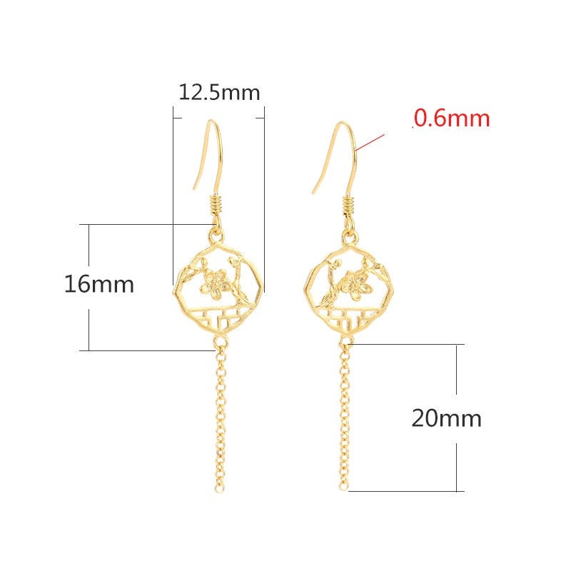 Vintage Flower Chain Earrings Hook Setting Fine Sterling Silver Gold 925 12.5x36 mm For One Pearl Bead No Prongs DIY Jewelry Wholesale