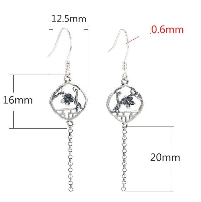 Vintage Flower Chain Earrings Hook Setting Fine Sterling Silver Gold 925 12.5x36 mm For One Pearl Bead No Prongs DIY Jewelry Wholesale