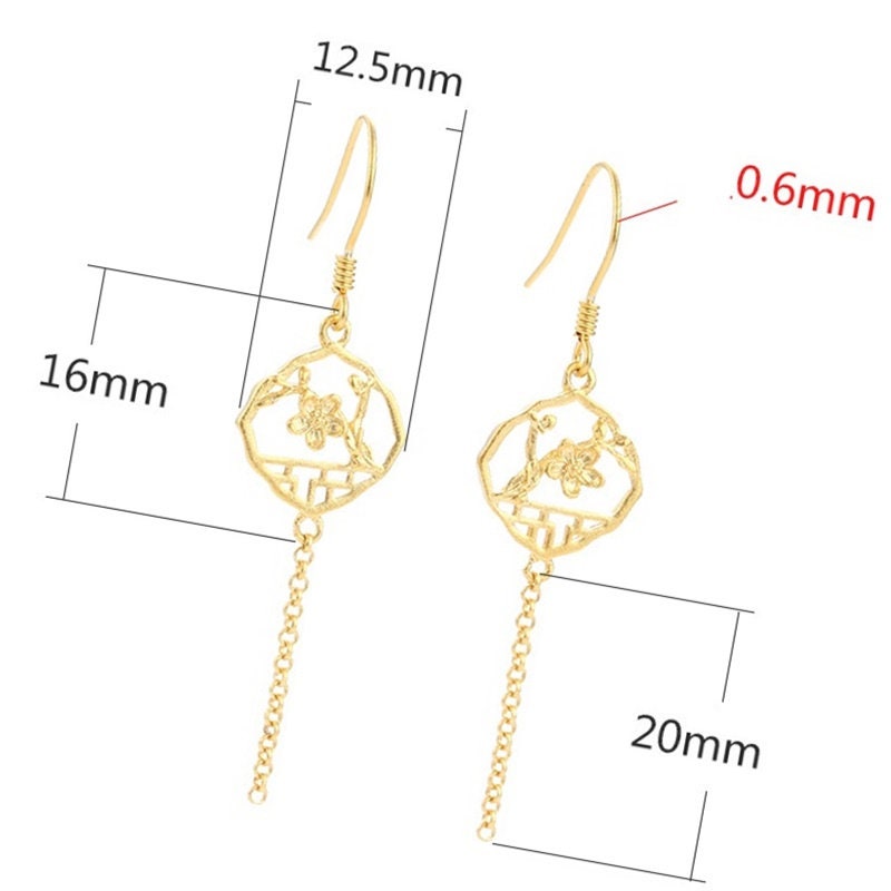 Vintage Flower Chain Earrings Hook Setting Fine Sterling Silver Gold 925 12.5x36 mm For One Pearl Bead No Prongs DIY Jewelry Wholesale