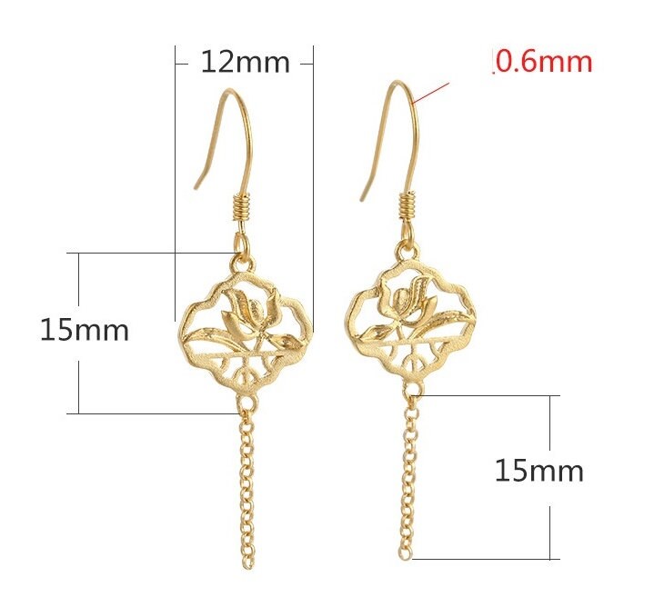 Retro Leaf Pattern Chain Earrings Hook Setting Fine Sterling Silver Gold 925 12x30mm For One Pearl Bead No Prongs DIY Jewelry Wholesale