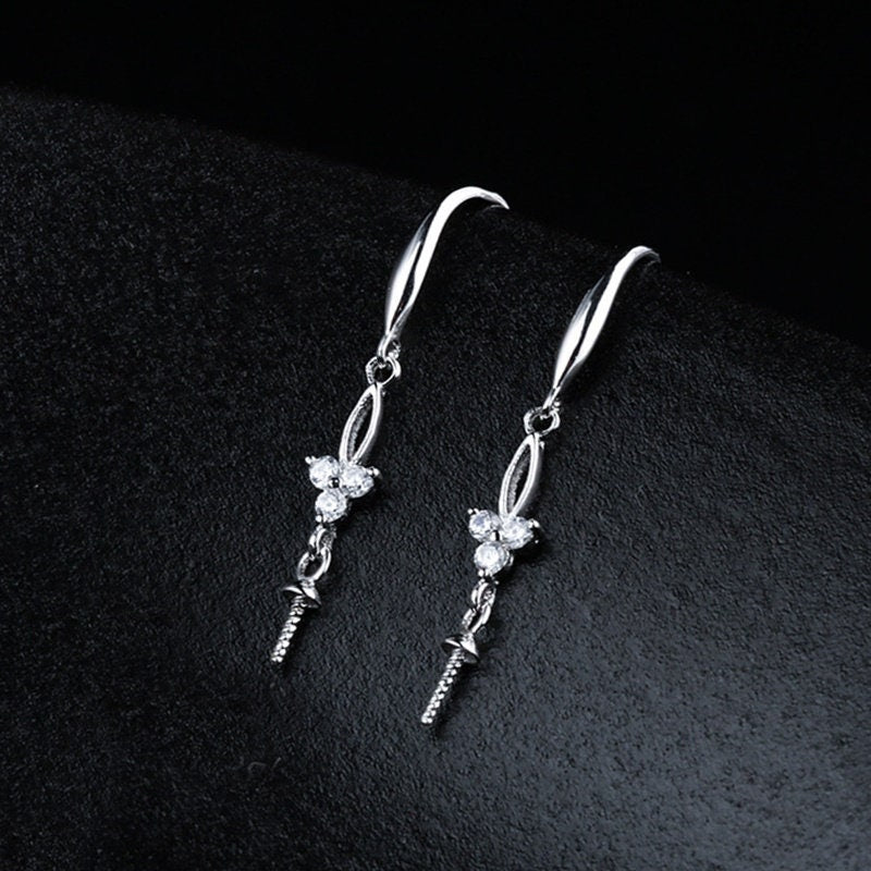 Crystals Flower Cup Pin Base Hook Earrings Setting Sterling Silver White Gold Fine 925 6-10mm For One Pearl No Prongs DIY Jewelry Wholesale