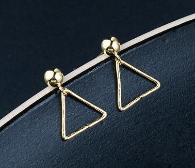 Triangle Clip Buckle Earrings Stud Setting Sterling Silver Gold Bezel Fine 925 6-8 mm For One Pearl Bead No Prongs DIY Jewelry Wholesale