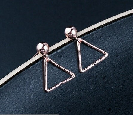 Triangle Clip Buckle Earrings Stud Setting Sterling Silver Gold Bezel Fine 925 6-8 mm For One Pearl Bead No Prongs DIY Jewelry Wholesale