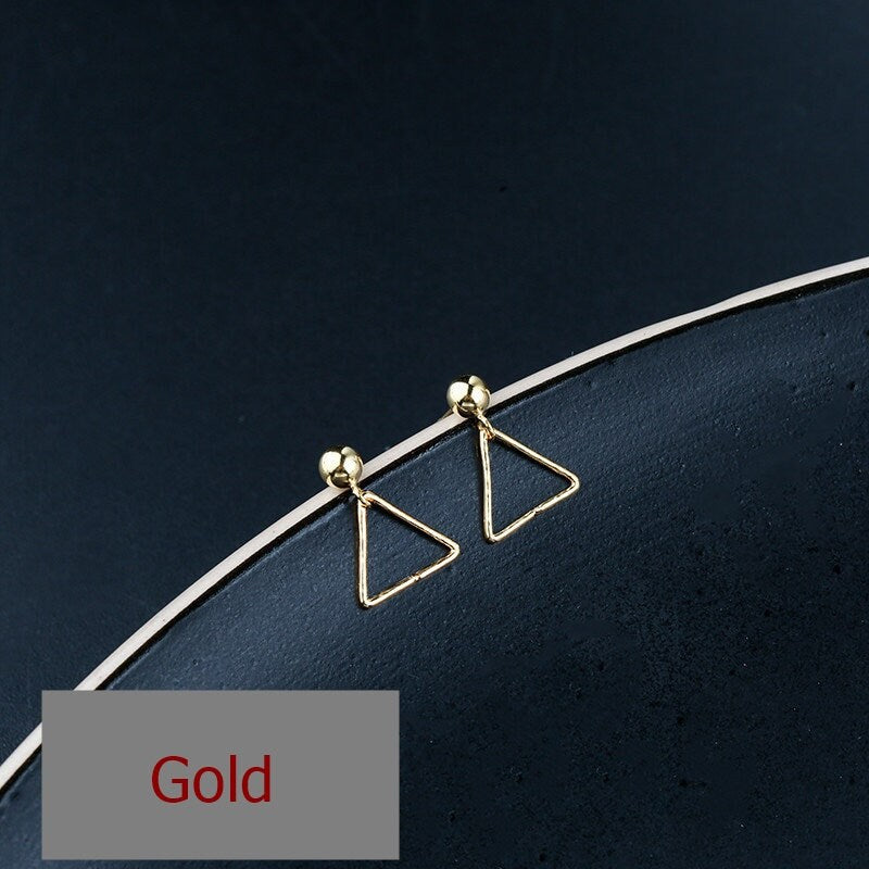 Triangle Clip Buckle Earrings Stud Setting Sterling Silver Gold Bezel Fine 925 6-8 mm For One Pearl Bead No Prongs DIY Jewelry Wholesale