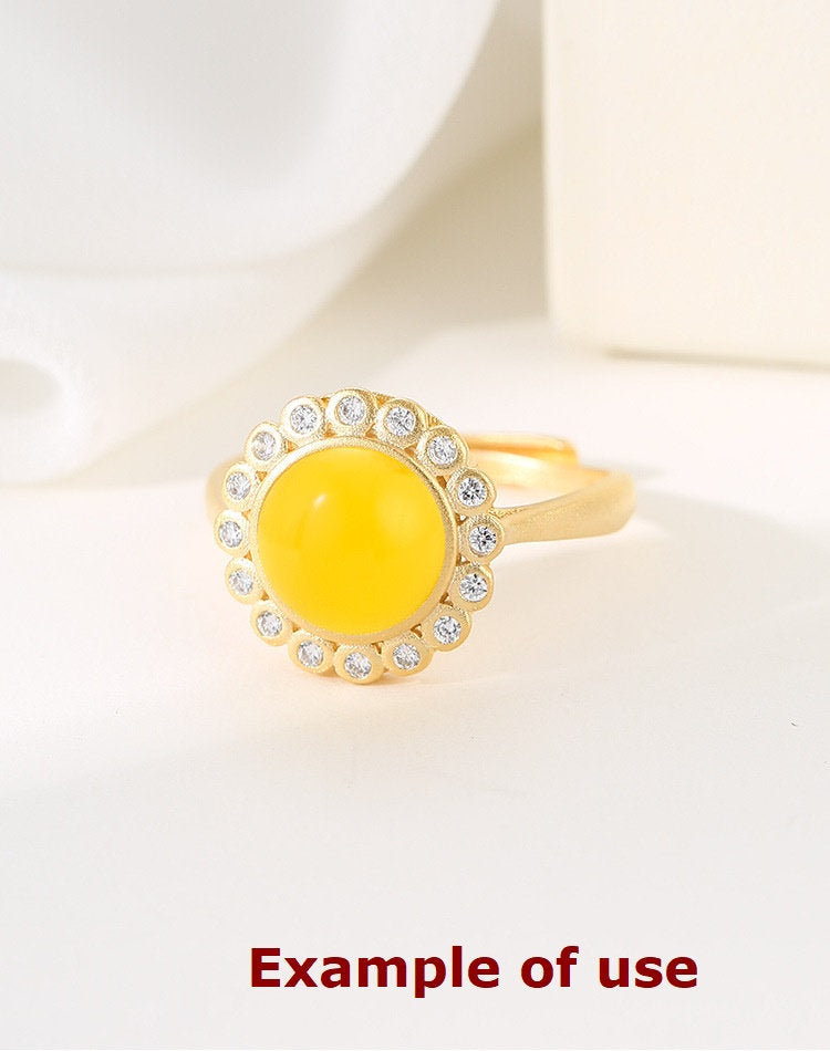 Ring Blank Setting 1pc Sterling Silver 925 Sunflower Round Base Gold Fine 6-10mm For One Stone Gemstone Adjustable No Prongs Wholesale