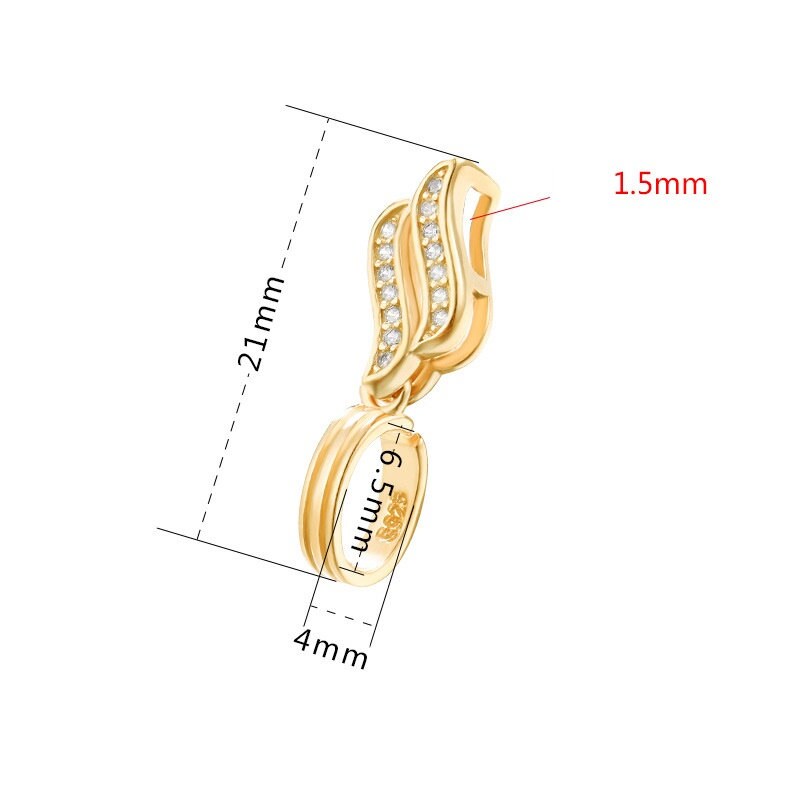 Crystals Leaf Buckle Clip Pendant Blank Setting Sterling Silver Gold Fine 925 4x6.5 mm For One Donut Bead No Prongs DIY Jewelry Wholesale