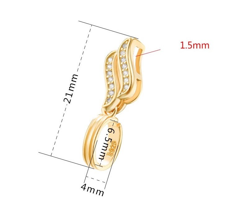 Crystals Leaf Buckle Clip Pendant Blank Setting Sterling Silver Gold Fine 925 4x6.5 mm For One Donut Bead No Prongs DIY Jewelry Wholesale