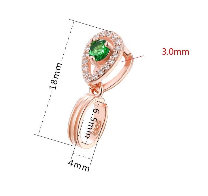 Crystals Teardrop Buckle Clip Pendant Setting Bezel Sterling Silver Gold Fine 925 4x6.5mm For One Donut Bead No Prongs DIY Jewelry Wholesale