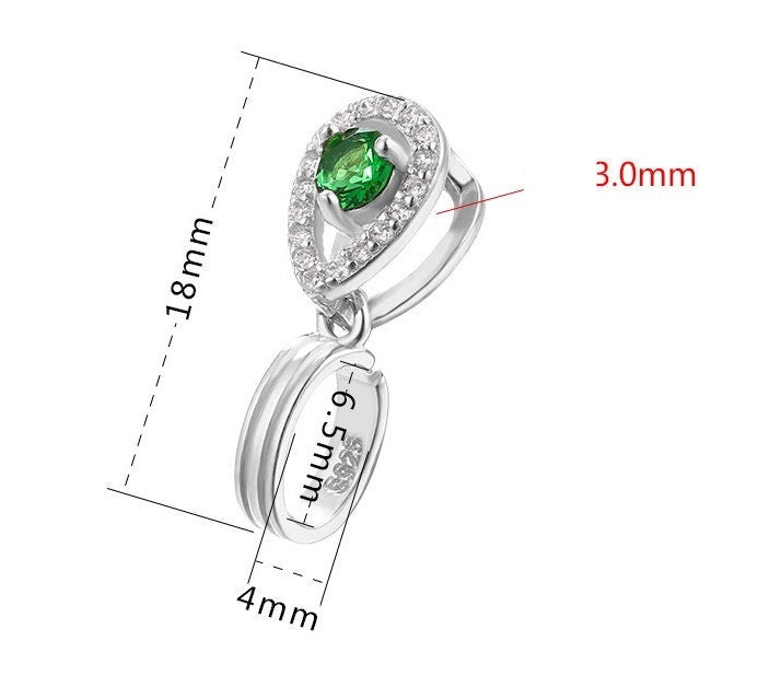 Crystals Teardrop Buckle Clip Pendant Setting Bezel Sterling Silver Gold Fine 925 4x6.5mm For One Donut Bead No Prongs DIY Jewelry Wholesale