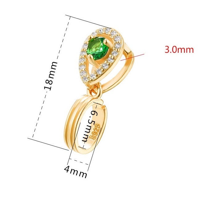 Crystals Teardrop Buckle Clip Pendant Setting Bezel Sterling Silver Gold Fine 925 4x6.5mm For One Donut Bead No Prongs DIY Jewelry Wholesale