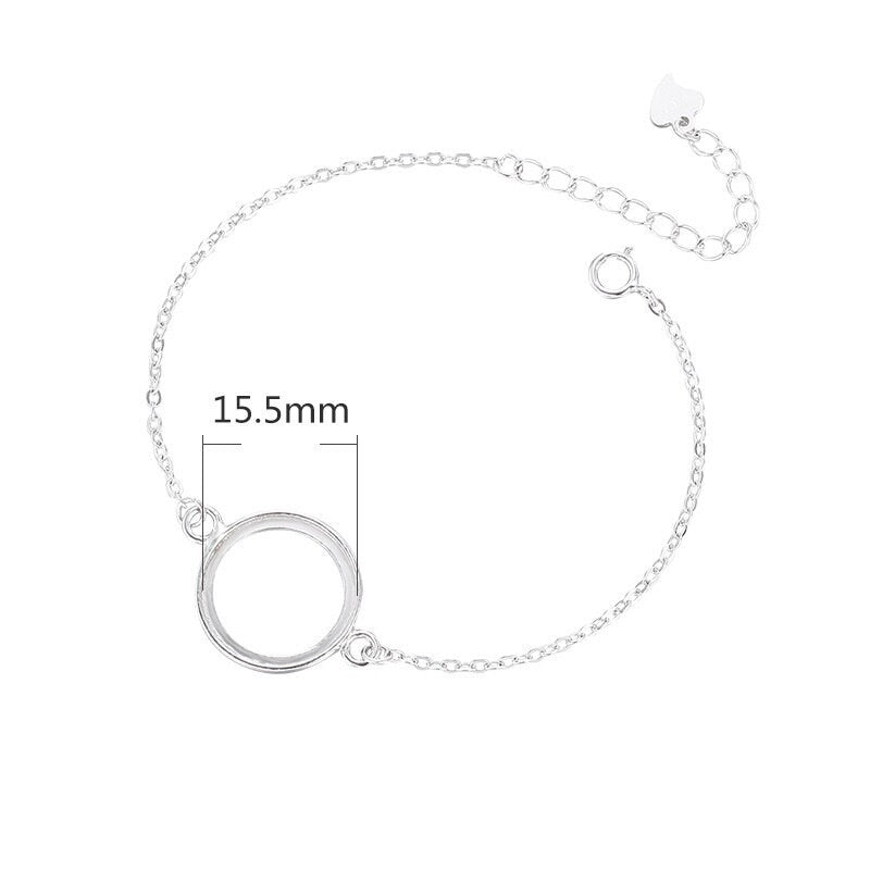 Round Base Chain Bangle Mount Bracelet Setting Sterling Silver Fine 925 8-15.5 mm For One Stone Gemstone No Prongs DIY Jewelry Wholesale