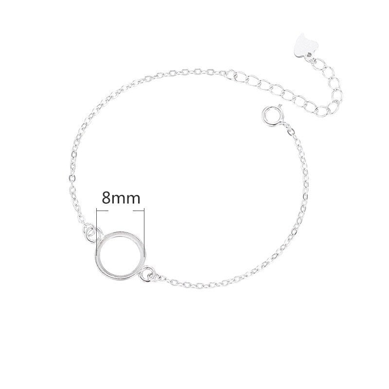 Round Base Chain Bangle Mount Bracelet Setting Sterling Silver Fine 925 8-15.5 mm For One Stone Gemstone No Prongs DIY Jewelry Wholesale