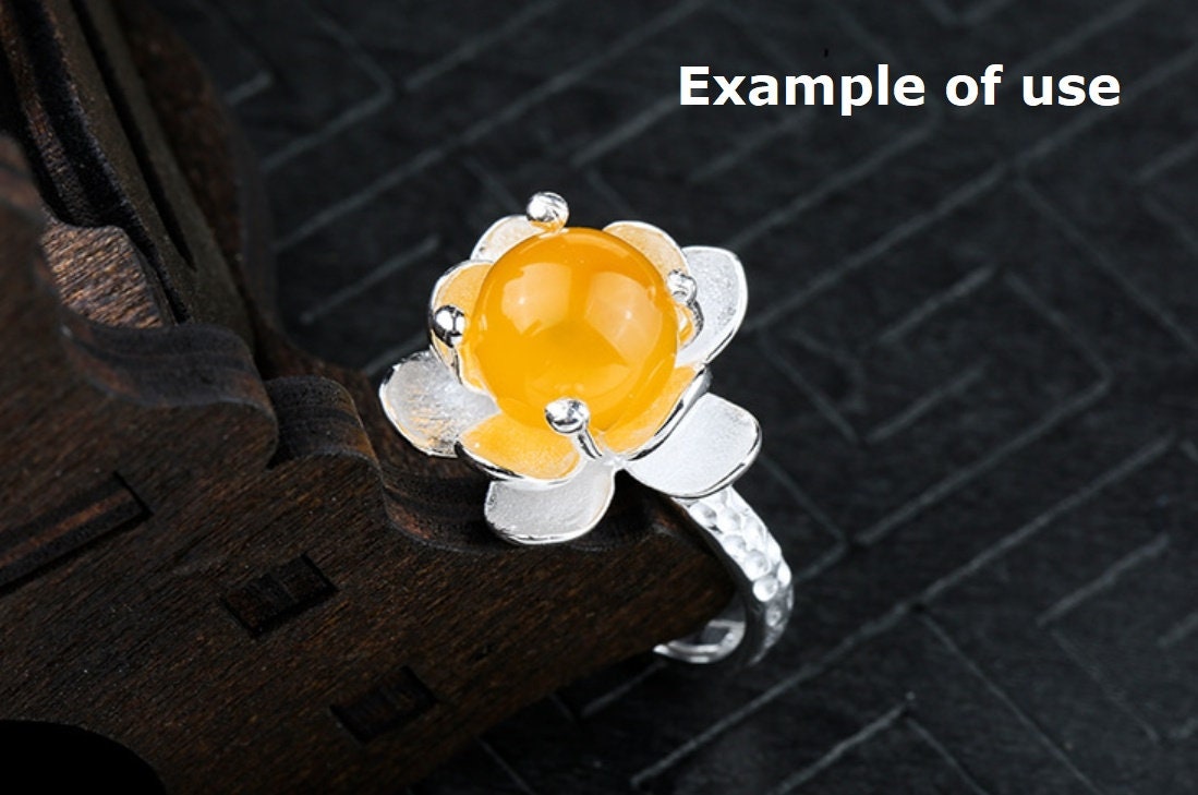 Ring Blank Setting 1pc Sterling Silver 925 Flower Cup Base White Gold Fine 10-11mm For One Pearl Bead Adjustable Four Prongs Wholesale