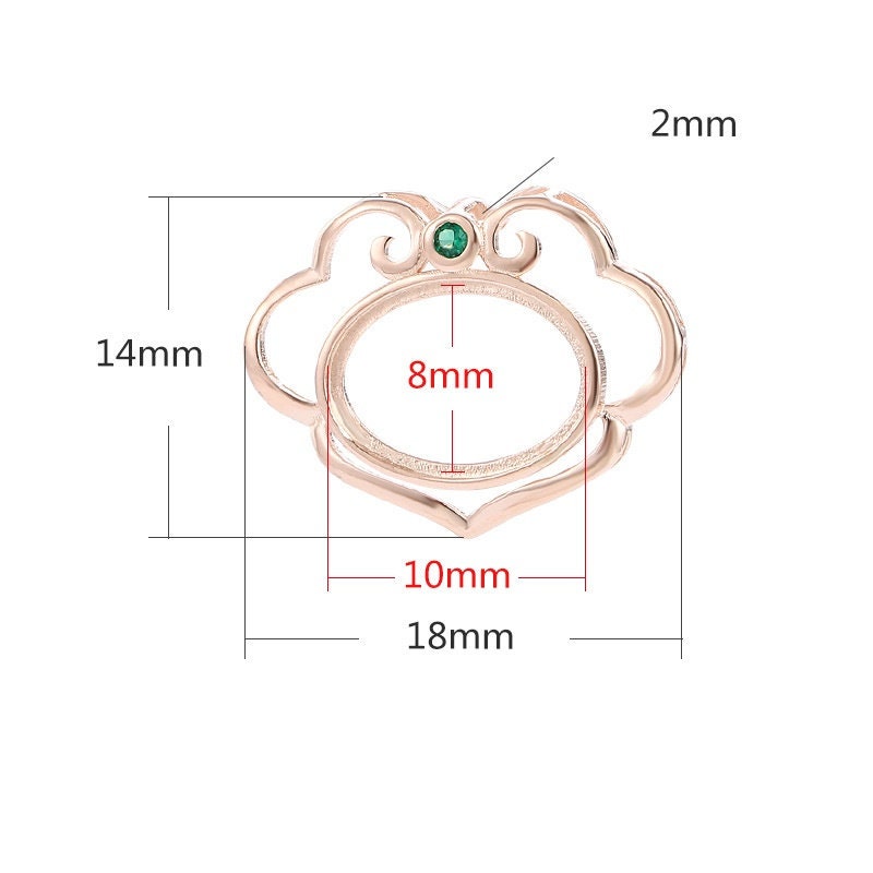 Vintage Oval Base Pendant Blank Setting Sterling Silver Rose Gold Fine 925 8-16mm For One Stone Gemstone Four Prongs DIY Jewelry Wholesale