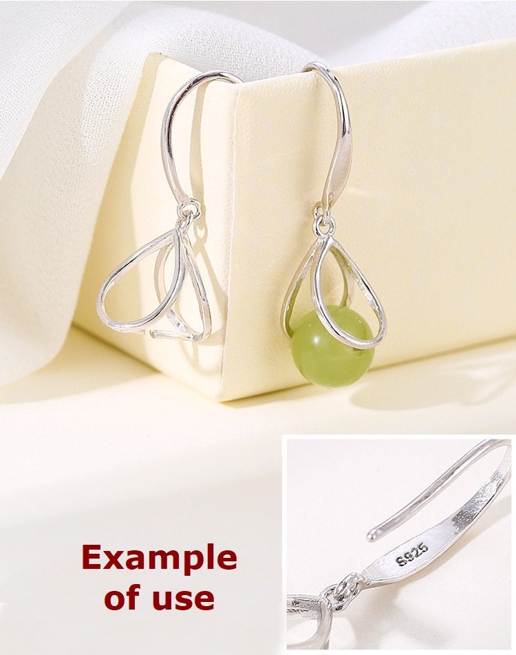 Teardrop Clip Base Earrings Hook Setting Sterling Silver White Gold Fine 925 8x10 mm For One Pearl Bead No Prongs DIY Jewelry Wholesale