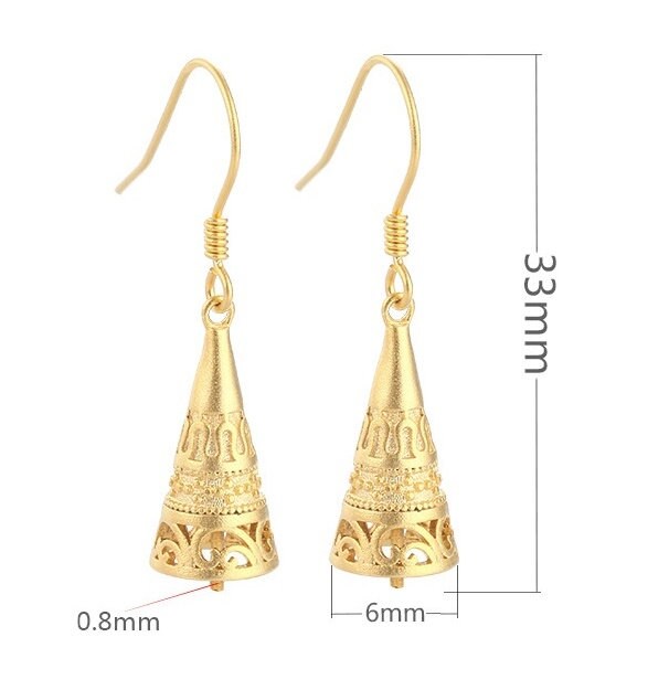 Vintage Cone Cup Pin Base Earrings Hook Setting Sterling Silver Gold Fine 925 6 mm For One Pearl Bead No Prongs DIY Jewelry Wholesale