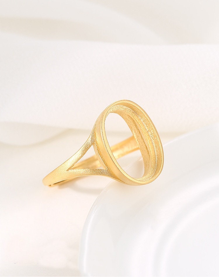 Ring Blank Setting 1pc Sterling Silver 925 Simple Oval 18k Gold Vermeil Adjustable 3-22mm One Stone Gemstone No Prongs Wholesale