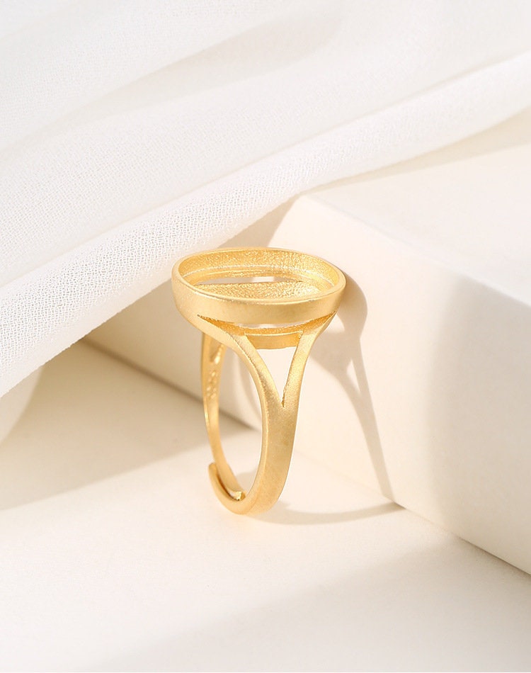 Ring Blank Setting 1pc Sterling Silver 925 Simple Oval 18k Gold Vermeil Adjustable 3-22mm One Stone Gemstone No Prongs Wholesale