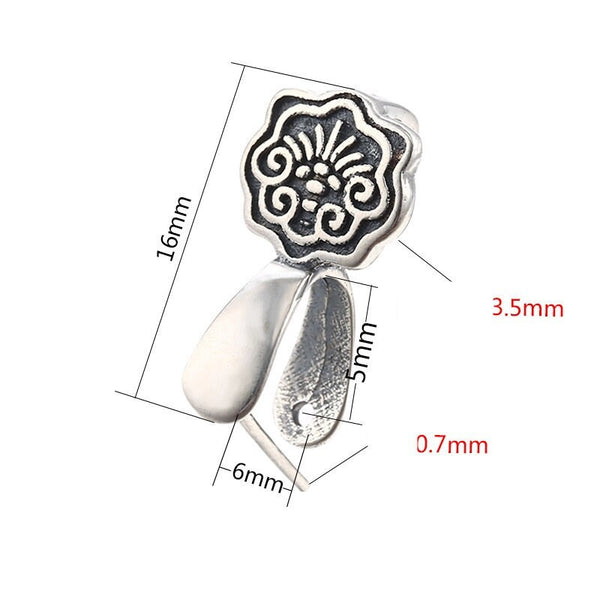 Vintage Flower Buckle Clip Pendant Setting Sterling Silver Antique Fine 925 6x5mm For One Stone Gemstone No Prongs DIY Jewelry Wholesale