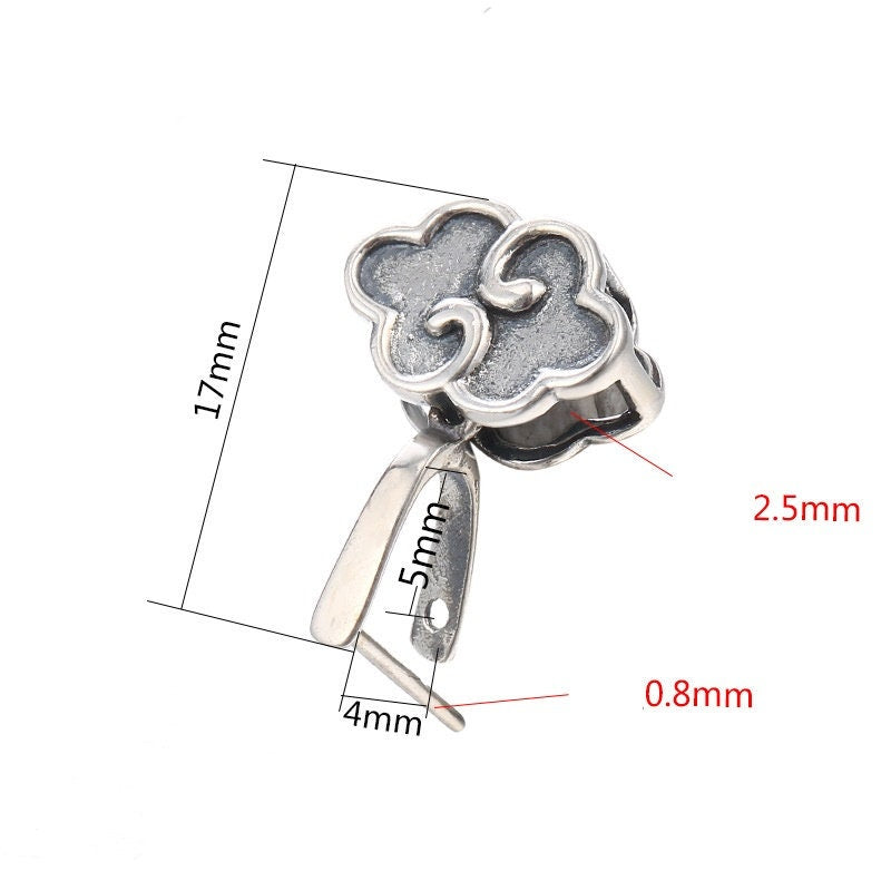 Vintage Cloud Buckle Clip Pendant Setting Sterling Silver Antique Fine 925 4x5mm For One Stone Gemstone No Prongs DIY Jewelry Wholesale