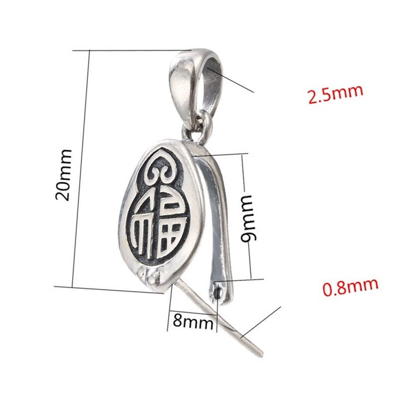 Vintage Oval Buckle Clip Pendant Setting Sterling Silver Antique Fine 925 8x9 mm For One Stone Gemstone No Prongs DIY Jewelry Wholesale