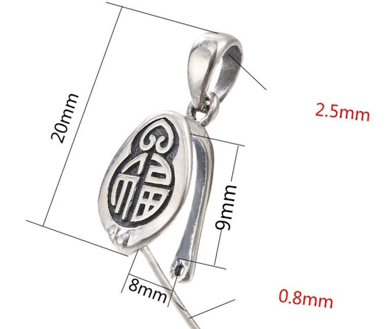 Vintage Oval Buckle Clip Pendant Setting Sterling Silver Antique Fine 925 8x9 mm For One Stone Gemstone No Prongs DIY Jewelry Wholesale