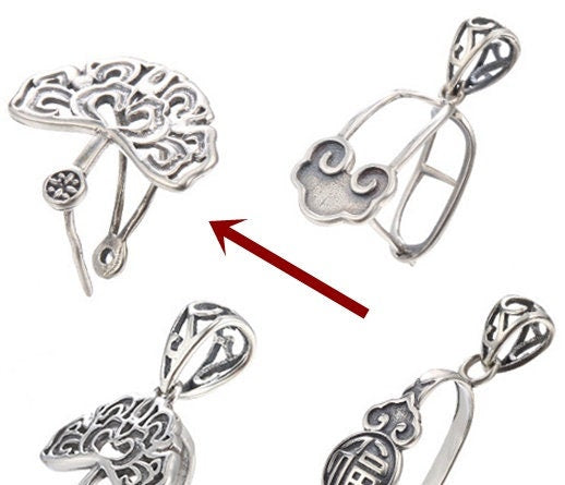 Vintage Love Tree Buckle Clip Pendant Setting Wholesale Sterling Silver Antique Fine 925 8x5.5mm 8x9mm For One Stone No Prongs DIY Jewelry