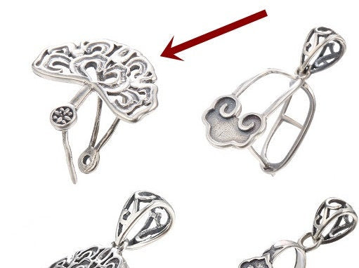 Vintage Love Tree Buckle Clip Pendant Setting Wholesale Sterling Silver Antique Fine 925 8x5.5mm 8x9mm For One Stone No Prongs DIY Jewelry