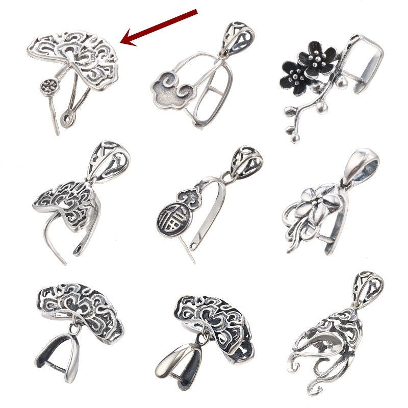 Vintage Love Tree Buckle Clip Pendant Setting Wholesale Sterling Silver Antique Fine 925 8x5.5mm 8x9mm For One Stone No Prongs DIY Jewelry