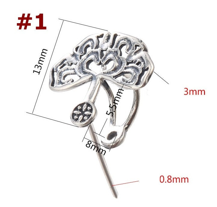 Vintage Love Tree Buckle Clip Pendant Setting Wholesale Sterling Silver Antique Fine 925 8x5.5mm 8x9mm For One Stone No Prongs DIY Jewelry