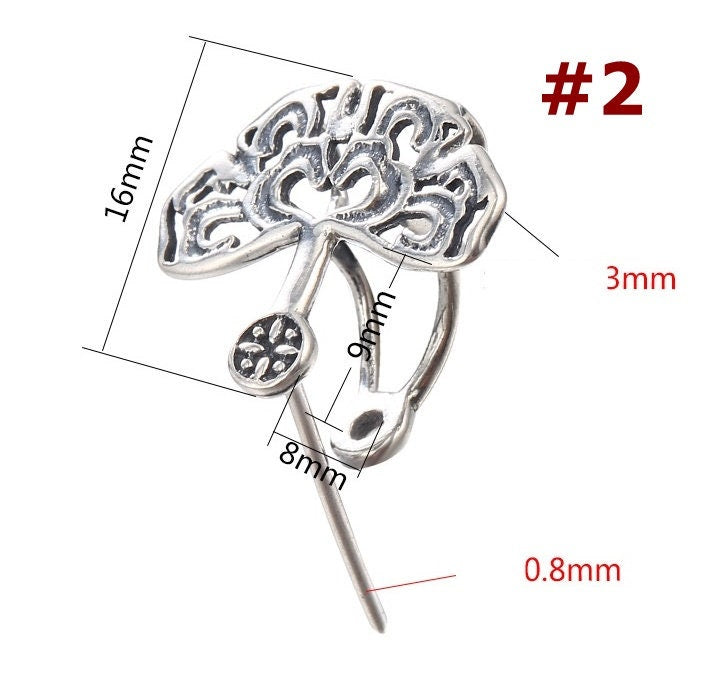 Vintage Love Tree Buckle Clip Pendant Setting Wholesale Sterling Silver Antique Fine 925 8x5.5mm 8x9mm For One Stone No Prongs DIY Jewelry