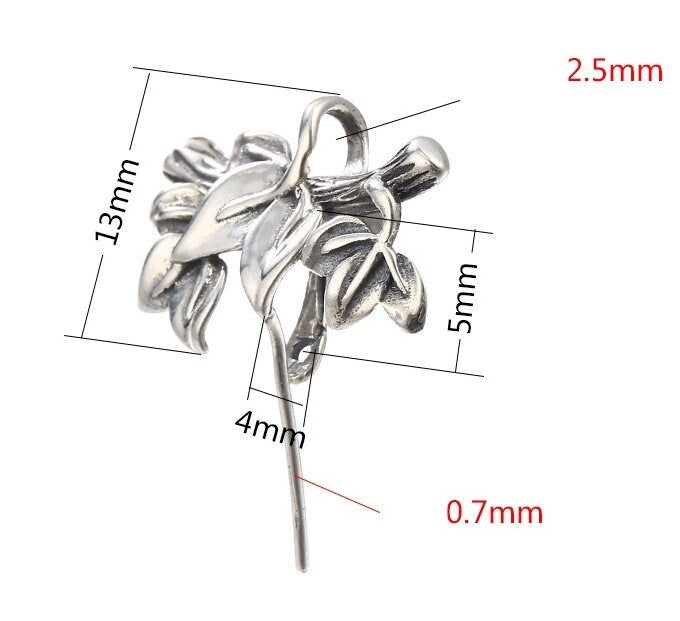 Vintage Flower Buckle Clip Pendant Setting Wholesale Sterling Silver Antique Fine 925 4x5 mm For One Stone Gemstone No Prongs DIY Jewelry